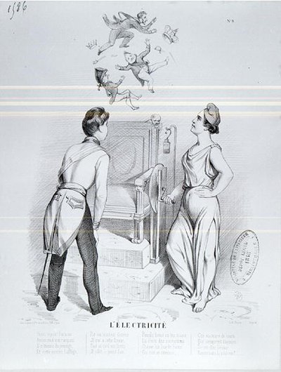 الكهرباء ، رسم كاريكاتوري لثورة 1848 بواسطة المدرسة الفرنسية