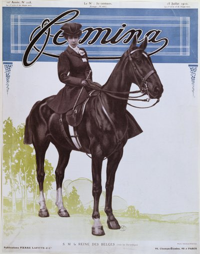 إليزابيث (1876-1965) ملكة البلجيكيين ، من غلاف مجلة Femina ، 15 يوليو 1910 بواسطة المدرسة الفرنسية
