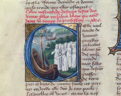 انطلاق راهبات الأعمال الخيرية في فندق Dieu de Paris ، من Le Livre de Vie Active de l&39;Hotel Dieu بواسطة Jean Henry ، c.1482 بواسطة المدرسة الفرنسية