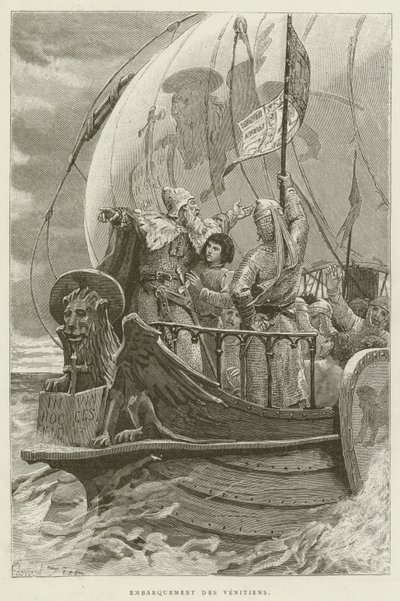 Embarkation Des Venitiens (نقش) بواسطة المدرسة الفرنسية