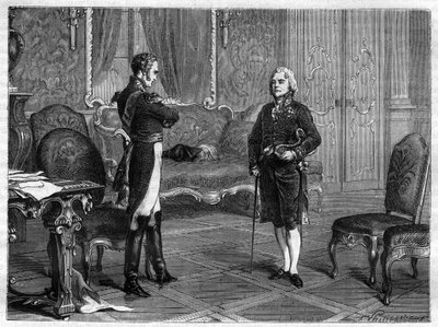 إمبراطور روسيا ألكسندر الأول (1777-1825) (ألكسندر) مع تشارلز موريس دي تاليران بيريغورد (1754-1838) بواسطة المدرسة الفرنسية