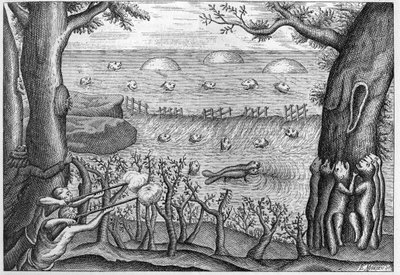 نقش عام 1738 في "مغامرات كلود ليبو" (الأب لو بو) 1738. بواسطة المدرسة الفرنسية