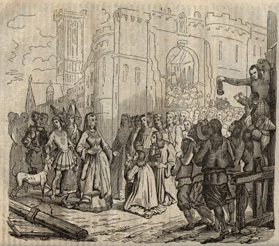 Entree of Anne de Bretagne (1477-1514) إلى Morlaix - دخول Anne of Brittany في Morlaix - نقش - 1838 بواسطة المدرسة الفرنسية