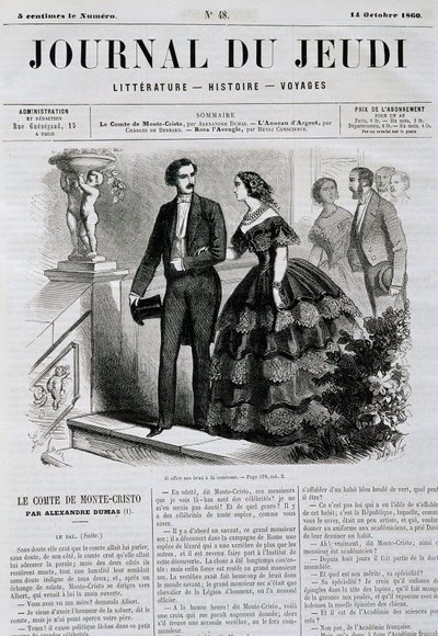 حلقة من مسلسل رواية كونت مونت كريستو (مونتي كريستو) - في “Le Journal du Jeudi” من 14/10/1860 بواسطة المدرسة الفرنسية