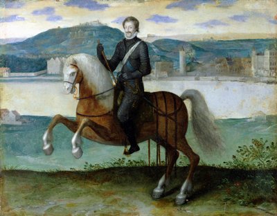 صورة الفروسية لهنري الرابع (1553-1610) ملك فرنسا ، قبل أسوار باريس ، 1594 بواسطة المدرسة الفرنسية