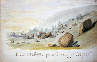 كتل غير منتظمة بالقرب من Giromagny في منطقة Vosges (ألوان مائية على ورق) بواسطة المدرسة الفرنسية