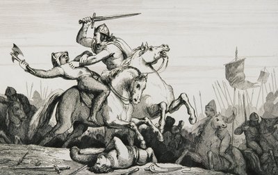 Eudes (860-98) في معركة ضد النورمان ، من `` Histoire de France &39;&39; بواسطة Colart ، تم نشره عام 1840 بواسطة المدرسة الفرنسية