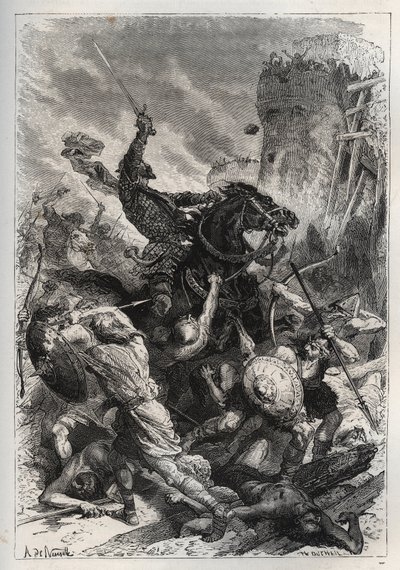 Eudes (Odon) (860-898) ، ملك الفرنجة ، يقود المعركة ضد النورمان ودافع منتصرًا عن باريس (860-887) - Eudes (852-898) في المعركة ضد النورمان - "تاريخ فرنسا أخبر أحفادي "- بقلم فرانسوا جيزو - 1872-1876 بواسطة المدرسة الفرنسية
