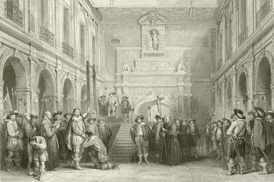 إعدام مونتمورنسي في محكمة فندق دي فيل ، تولوز ، 30 أكتوبر 1632 بواسطة المدرسة الفرنسية