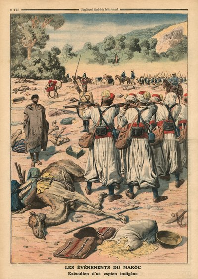 إعدام جاسوس مغربي ، رسم توضيحي من "لو بيتيت جورنال" ، ملحق إيلوستري ، 28 مايو 1911 بواسطة French School