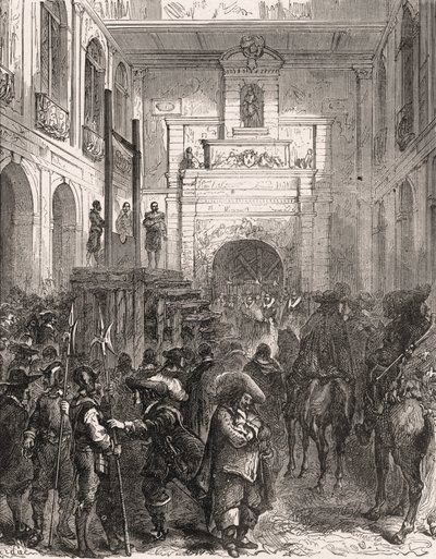تنفيذ المارشال هنري الثاني من مونتمورنسي (مونتمورنسي) (1595-1632) في تولوز عام 1632. نقش في "" لوحات هيستوار دي فرانس أون سين لبول ليوجور "" 1891. بواسطة المدرسة الفرنسية