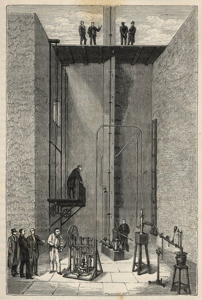 تجربة هنري فيكتور ريجنولت (1810 - 1878) - هنري فيكتور ريغنولت في كلية فرنسا - نقش في "" العلوم الموضوعة على باب الجميع - الفيزياء والكيمياء "بواسطة Alexis Clerc. أواخر القرن التاسع عشر. مجموعة خاصة. بواسطة المدرسة الفرنسية