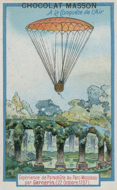 تجربة القفز بالمظلات في Parc Monceau بواسطة Andre-Jacques Garnerin (22 أكتوبر 1797) بواسطة المدرسة الفرنسية