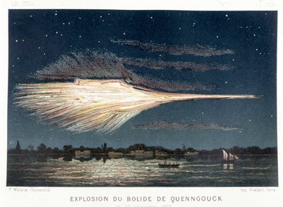 انفجار صخرة Quenngouck (نيزك) في 27 ديسمبر 1857 - في "" Le Ciel "بواسطة Amédée Guillemin ، باريس بواسطة المدرسة الفرنسية