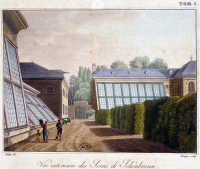 Exterior view of the greenhouses of Sch¿nbrunn - in “” Picturesque Journey in Austria”” by Count Alexandre de Laborde, Paris, Didot l