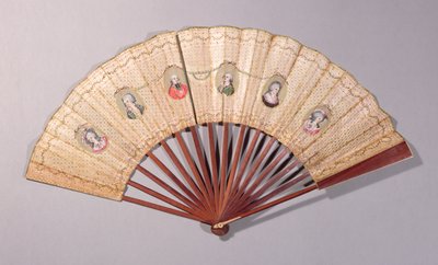 مروحة تصور شخصيات متورطة في Affaire du Collier ، 1786 (مرحاض على ورق) بواسطة المدرسة الفرنسية
