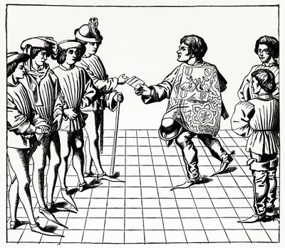 أزياء وطريقة ملك الأسلحة ، من Tournois du roy Rene ، صورة توضيحية من العلوم والأدب في العصور الوسطى وعصر النهضة ، كتبها ونقشها Paul Lacroix ، 1878 (engravin بواسطة المدرسة الفرنسية