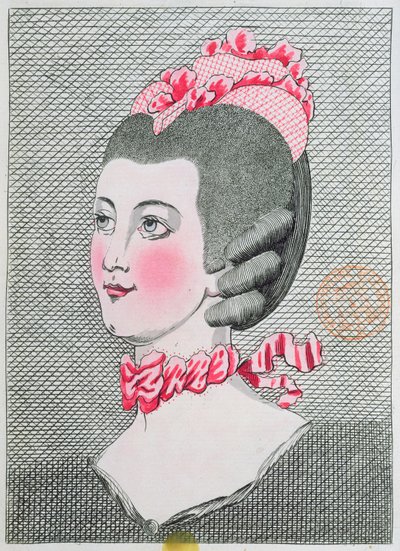 لوحة الموضة من LArt de la Coiffure de Dames ، بقلم Sieur Legros ، المنشورة في باريس 1767 بواسطة المدرسة الفرنسية