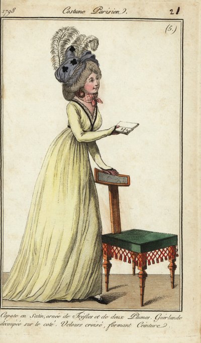 Fashionable woman with chair بواسطة المدرسة الفرنسية
