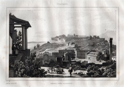 Fiesole -Tuscany - نقش من "" إيطاليا الخلابة "بقلم M. de Norvins، Ch. نودير 1834-1836. بواسطة المدرسة الفرنسية