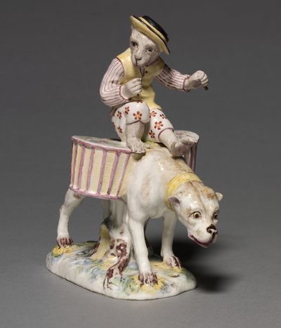 صورة قرد على كلب ، مصنع Mennecy-Villeroy Factory ، فرنسا ، c.1760 بواسطة المدرسة الفرنسية