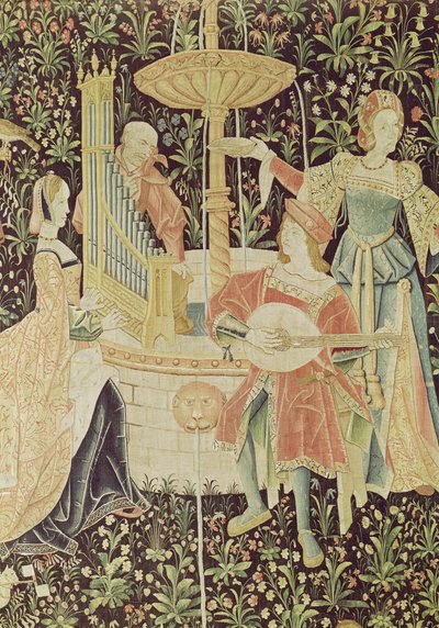 أرقام حول نافورة ، تفاصيل من الحفل في النافورة ، ورشة لوار ، c.1570-80 (انظر 87759 ، 19846) بواسطة المدرسة الفرنسية