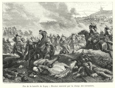 نهاية معركة Ligny ، أطاح Blucher بتهمة Cuirassiers (النقش) بواسطة المدرسة الفرنسية