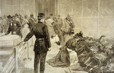 حريق في بازار دي لا تشاريت في باريس في 4 مايو 1897: بعد الكارثة ، حددت العائلات الضحايا في قصر لو إندوستري بواسطة المدرسة الفرنسية