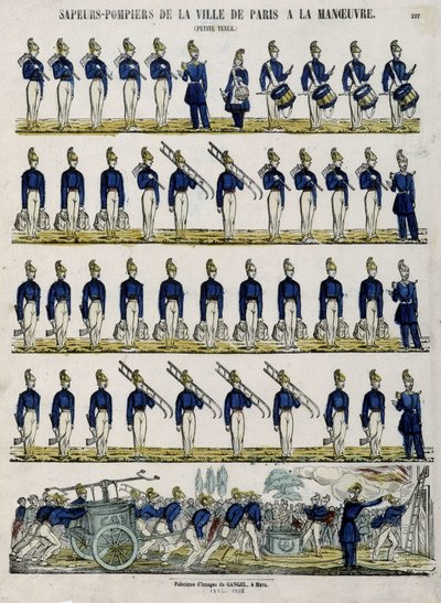 فرقة إطفاء مدينة باريس في مناورة - صورة إبينال ، حوالي عام 1852 بواسطة المدرسة الفرنسية
