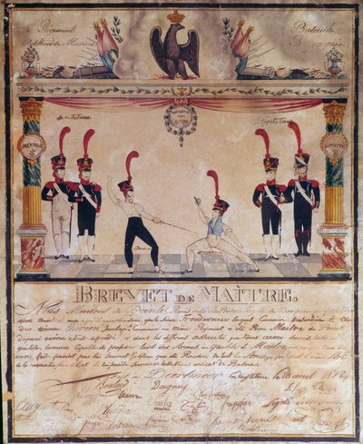 الإمبراطورية الأولى: شهادة ماجستير في الأسلحة عام 1813. دبلوم المبارزة ، باريس ، متحف أرمي بواسطة المدرسة الفرنسية