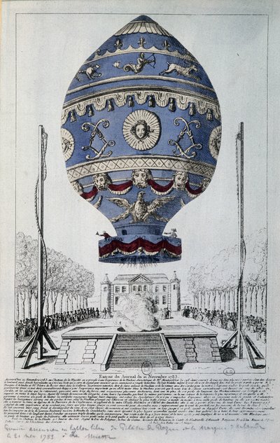 أول رحلة بشرية لـ Pilâtre de Rozier في 21 نوفمبر 1783 بواسطة المدرسة الفرنسية