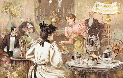 خمسة شاي OClock ، إعلان لـ Kirby ، Beard & Co. ، rue Auber ، باريس ، 1893 بواسطة المدرسة الفرنسية