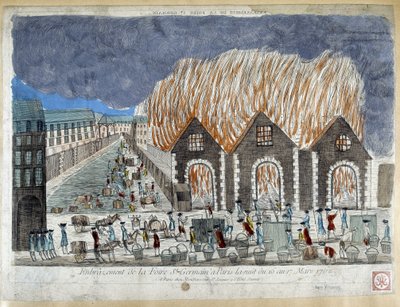 معرض فوار سان جيرمان في باريس ، ليلة 16 إلى 17 مارس 1762 - نقش بواسطة المدرسة الفرنسية
