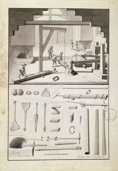 مسبك ، رسم لوصف الفنون والآداب ، ل. سيمونو ، الذي ألهم Diderot للموسوعة بواسطة المدرسة الفرنسية