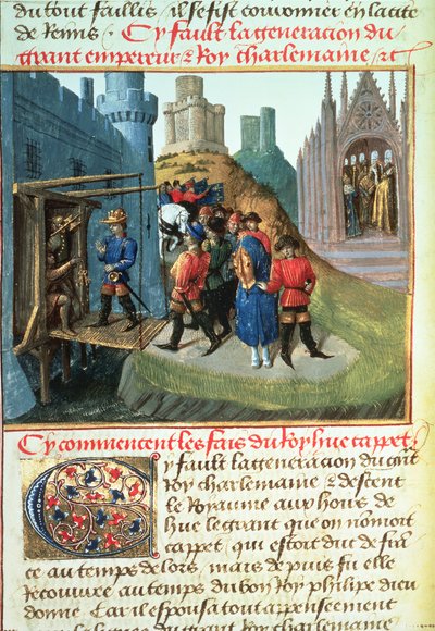 Fr 6465 f.165v Hugues Capet دوق فرنسا والأسقف Asselin بواسطة المدرسة الفرنسية