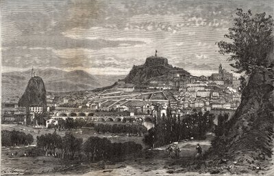 فرنسا ، أوفيرني ، هوت لوار (43) ، لو بوي أون فيلاي (لو بوي أون فيلاي) - نقش في "La France illustrie: geographie، history، Administration Statistics" لـ VA Malt-Brown. 1884 بواسطة المدرسة الفرنسية