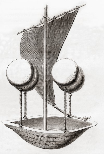 مفهوم القارب الطائر لفرانشيسكو لانا دي تيرزي عام 1670 ، من 