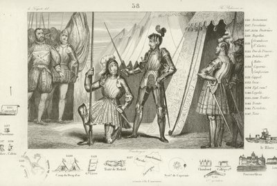 فرانسيس الأول من فرنسا يطلب الفارس من قبل Chevalier Bayard بعد الفوز في معركة Marignano ، إيطاليا ، 1515 بواسطة المدرسة الفرنسية