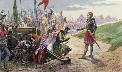 Francois 1st, weapon Chevalier by Bayard, in Marignan - Illustration 19th century. بواسطة المدرسة الفرنسية