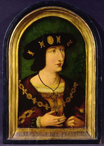 فرانسوا الأول (1494-1547) ملك فرنسا (1515-47) حوالي 1520 (زيت على لوح) بواسطة المدرسة الفرنسية