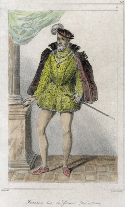فرانسوا الأول من لورين ، دوق Guise الثاني (1519 - 1563). بدأت الحرب الدينية الأولى بمذبحة واسي (فاسي) (1562). نقش القرن التاسع عشر. بواسطة المدرسة الفرنسية