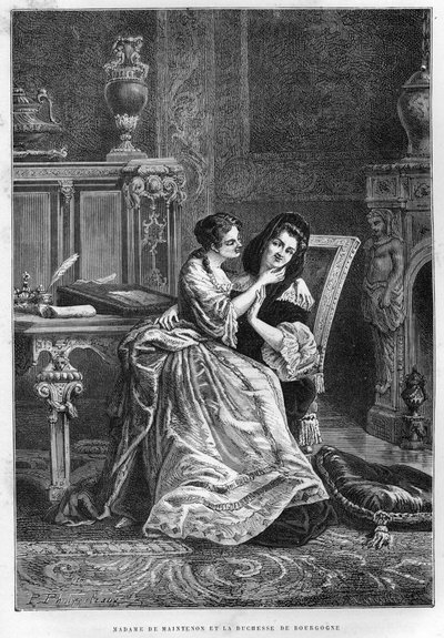فرانسواز دوبيني ، ماركيز (مدام) من مينتينون (1635-1719) ودوقة بورغوندي (ماري أديلايد دي سافوي بواسطة المدرسة الفرنسية