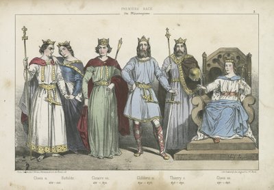 ملوك وملكات الفرنجة من سلالة Merovingian بواسطة المدرسة الفرنسية
