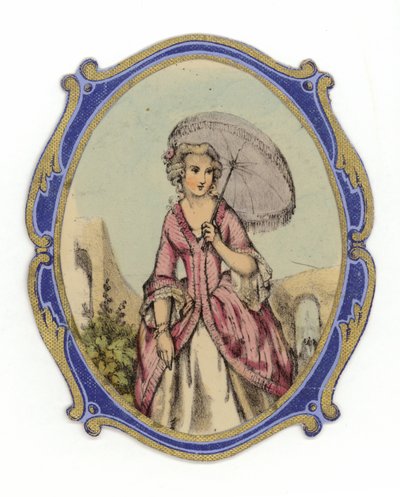 سيدة فرنسية مع مظلة بواسطة المدرسة الفرنسية