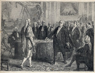 الثورة الفرنسية - الجمعية العامة في 23/06/1789: فخامة غابرييل (هونوري-غابرييل) ريكويتي ، كونت ميرابو (1749-1791) المرتد هنري إيفرار (هنري إيفرار) ، ماركيز درو بريز (درو-بريز) (1762- 1829). نقش من عام 1889. مجموعة خاصة. بواسطة المدرسة الفرنسية