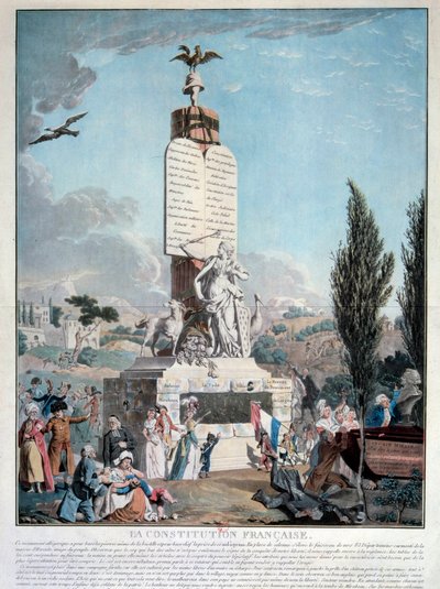 الثورة الفرنسية: رمز الدستور الفرنسي في سبتمبر 1791. نقش 1791 في باريس ، مكتبة الأرسنال بواسطة المدرسة الفرنسية
