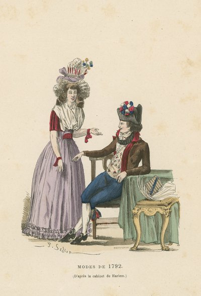 الموضات الفرنسية عام 1792 بواسطة المدرسة الفرنسية