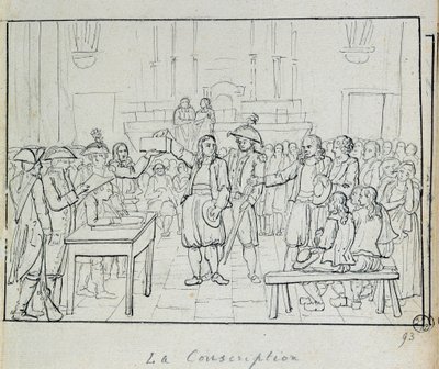 الثورة الفرنسية: مشهد التجنيد في بريتاني عام 1793. باريس ، متحف كارنافالي بواسطة المدرسة الفرنسية