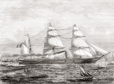 بطانة المحيط الأطلنطي الفرنسية التي تعمل بالبخار (1866-1888) ، من Les Merveilles de la Science ، سنة 1870 بواسطة المدرسة الفرنسية
