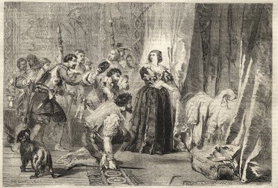 فروند - الناس يطالبون برؤية الملك: باريس ، القصر الملكي ، 9 فبراير 1651 - فروند: في ليلة 9 فبراير 1651 ، في القصر الملكي ، آن النمسا (1601-1666) يظهر لويس الرابع عشر ، المعروف باسم لو الملك سولي (الملك سولي أو لويس الكبير بواسطة المدرسة الفرنسية